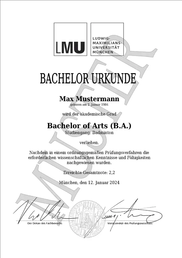 Doktortitel von der Ludwig Maximilians Universität Muenchen kaufen